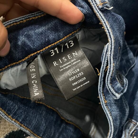 Women's Blue Distressed Jeans - Picture 3 of 15